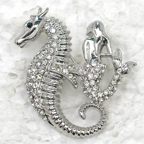 

Seahorse Mermaid Rhinestone Pin brooches C772 A