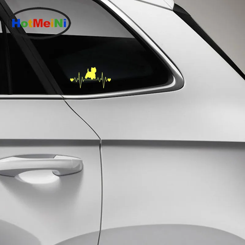 HotMeiNi Westie Dog Heartbeat Lifeline виниловая наклейка стильные автомобильные наклейки