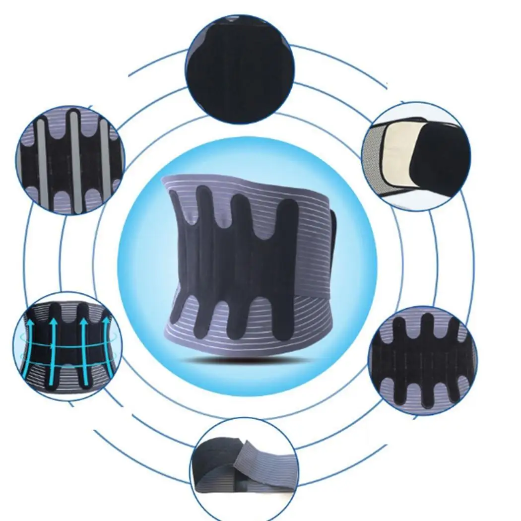 Регулируемый стальной ремень поясничного межпозвоночного диска черный серый