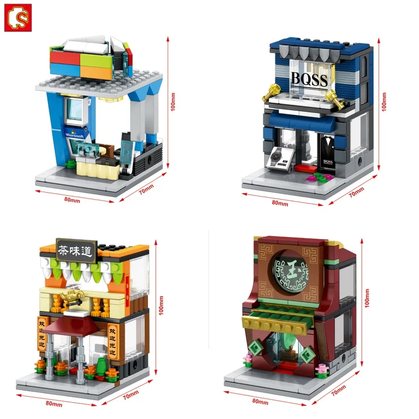 

SEMBO Blocks Mini Shop DIY Building Bricks Micro street Store Cute architecture Educational toys for Children SD6084-SD6087