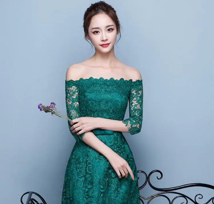 BANVASAC Elegant Boat Neck Lace Embroidery A Line Long Evening Dresses Party Half Sleeve Bow Sash Backless Prom Gowns | Свадьбы и