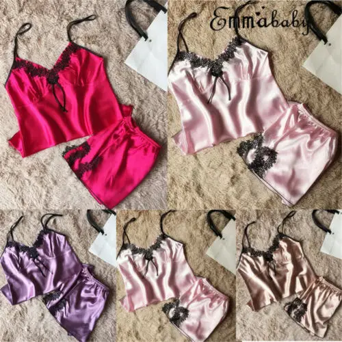 Женское кружевное атласное нижнее белье Babydoll ночная рубашка пижамы 2 шт. женская