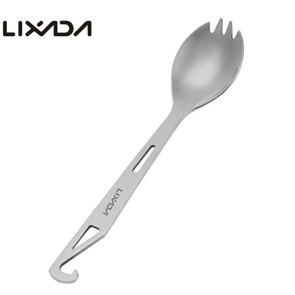 Вилка спора Lixada из нержавеющей стали с длинной ручкой и открывалкой для