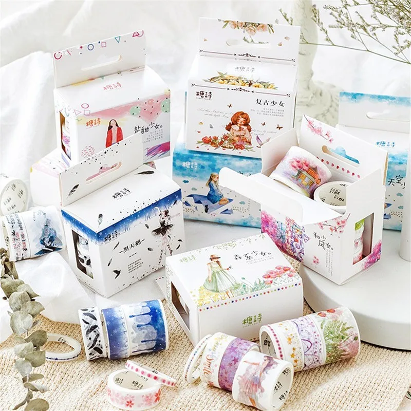 8 шт Красочные фольги Kawaii васи ленты Скрапбукинг набор маскировочной клейкой