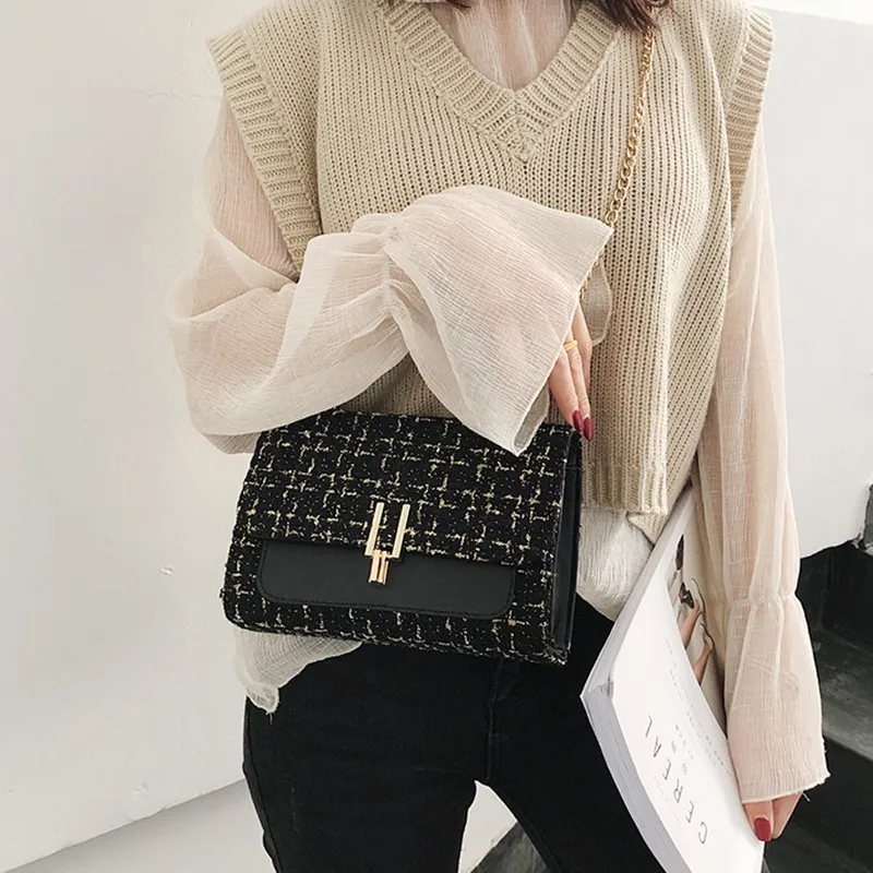 Kisstyle модные женские туфли сумка повседневное клапаном цепи из искусственной