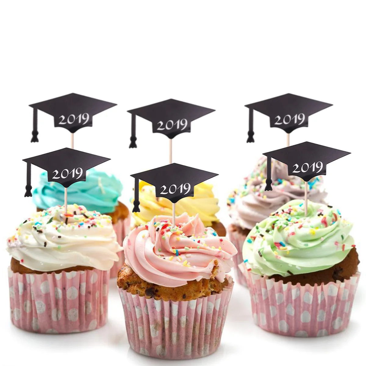 12pcs 2019 Bachelor Cap Cake Topper Graduation Decorative Insert Card Party Favor Decoration Supplies | Дом и сад