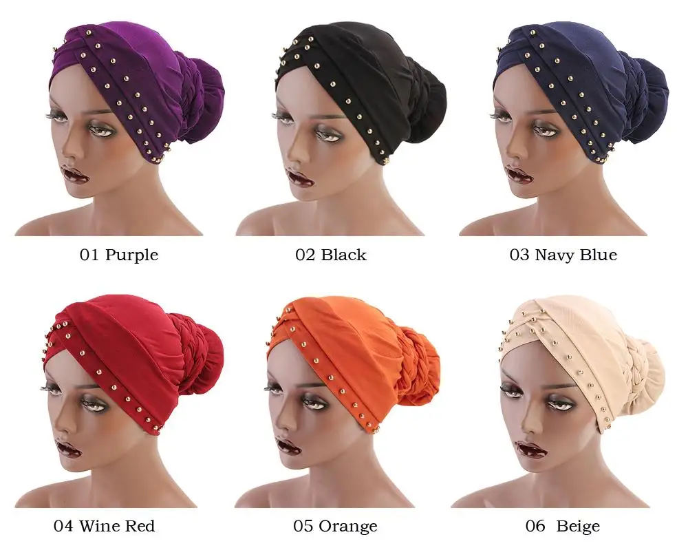 Женская головная шапка мусульманская шапочка длинная плетеная Кепка банданы Chemo