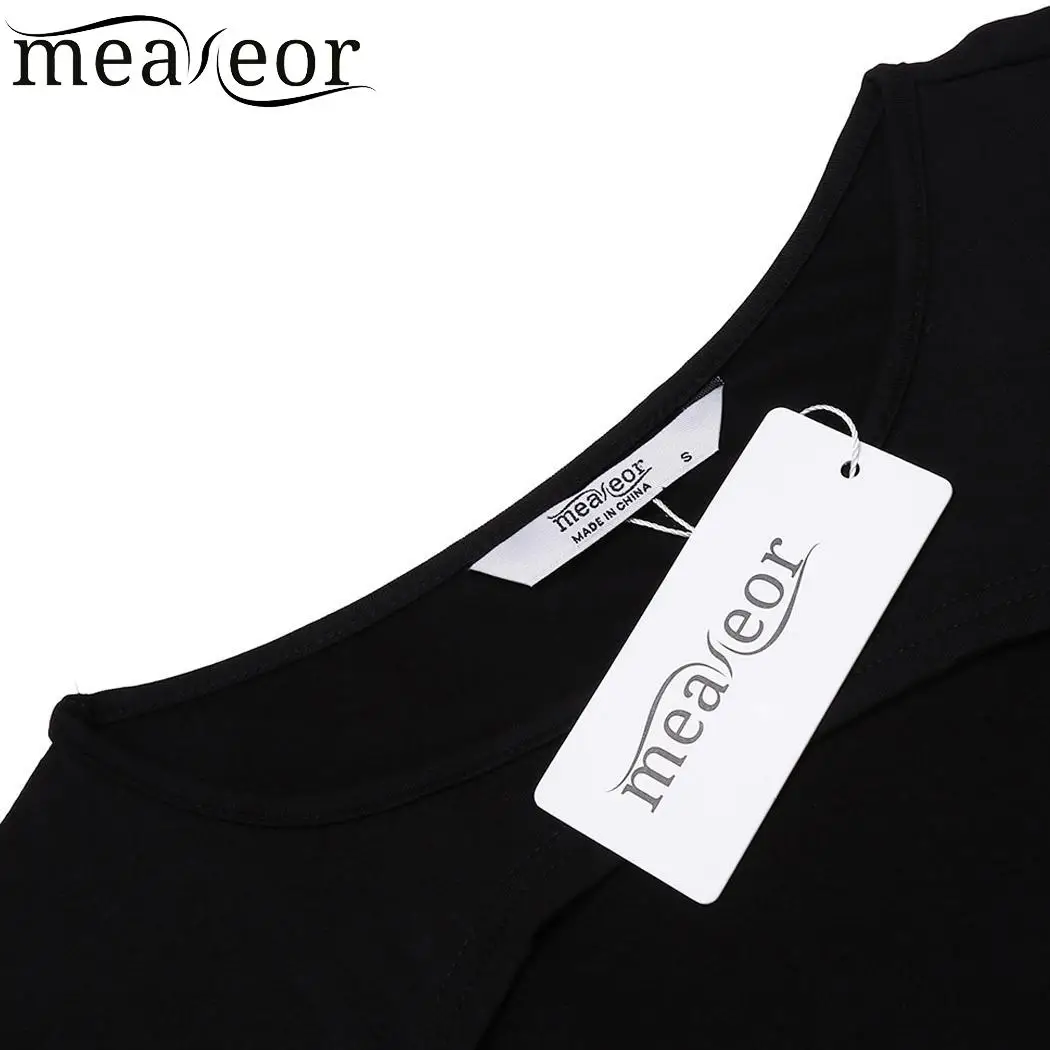 Meaneor рукав Slim Fit повседневный круглый вырез короткий женский замочный Футболка