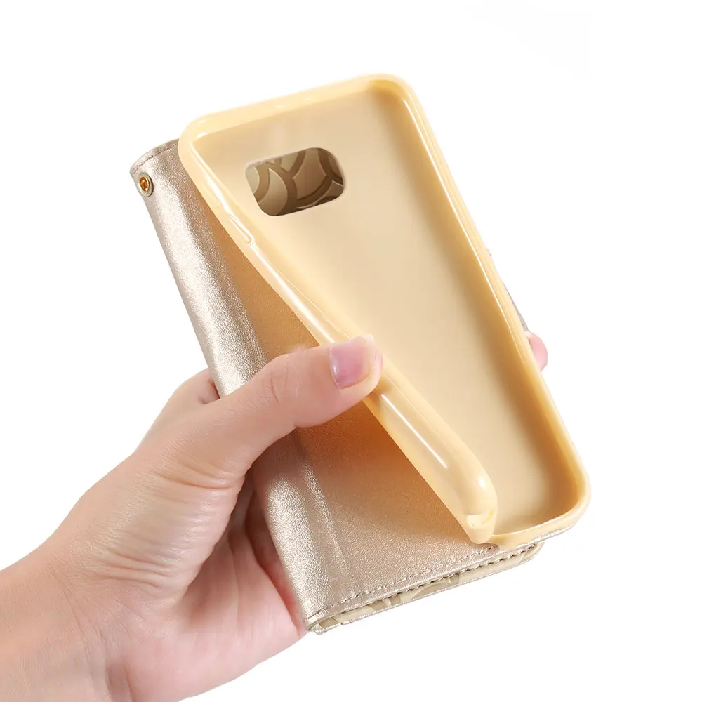 KISSCASE чехол для телефона с отделением карт Samsung Note 4 5 Edge Чехлы Камелия ретро