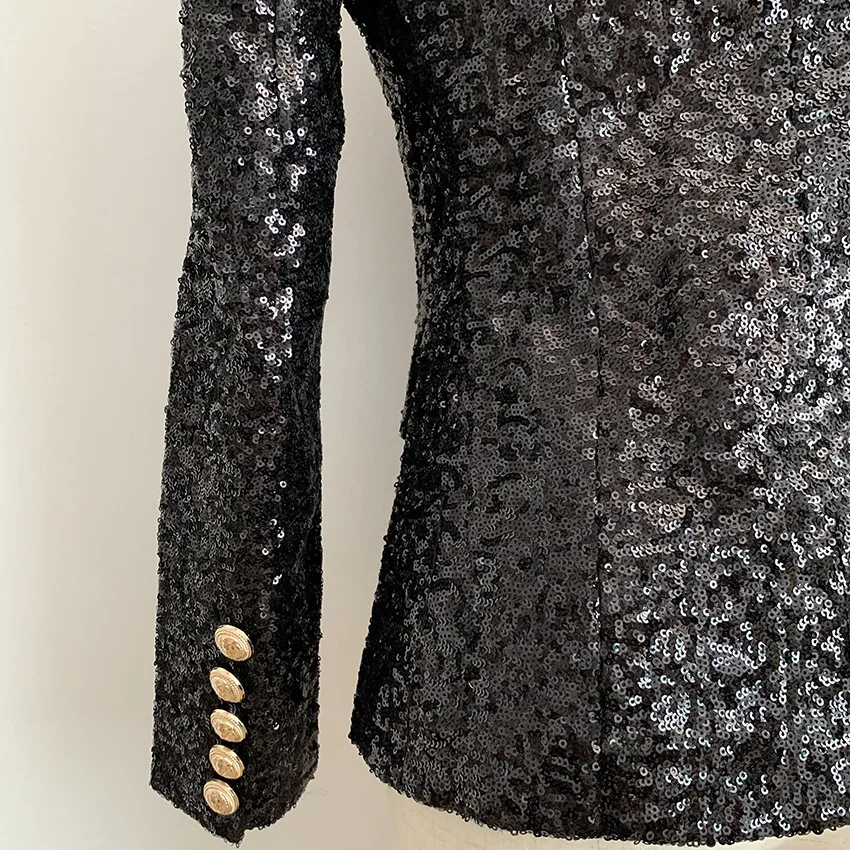 

Top Quality Fashion Long Sleeve Black Double Breasted Celebrity Jacket Slim Fashion Jacket