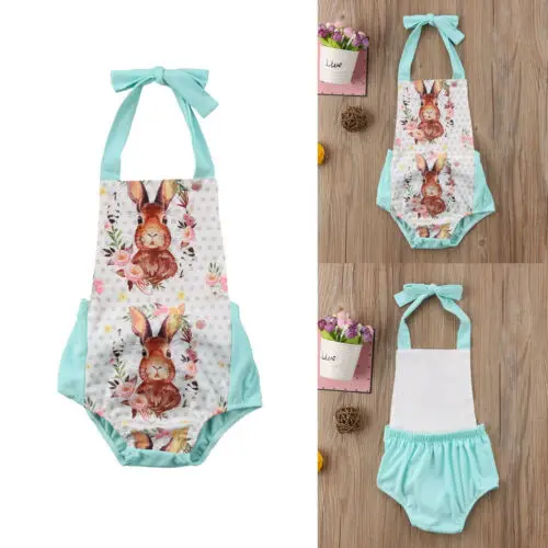 2019 Brand New Newborn Baby Girl Rabbit Bunny Easter Jumpsuit Outfit Bodysuit Clothes |