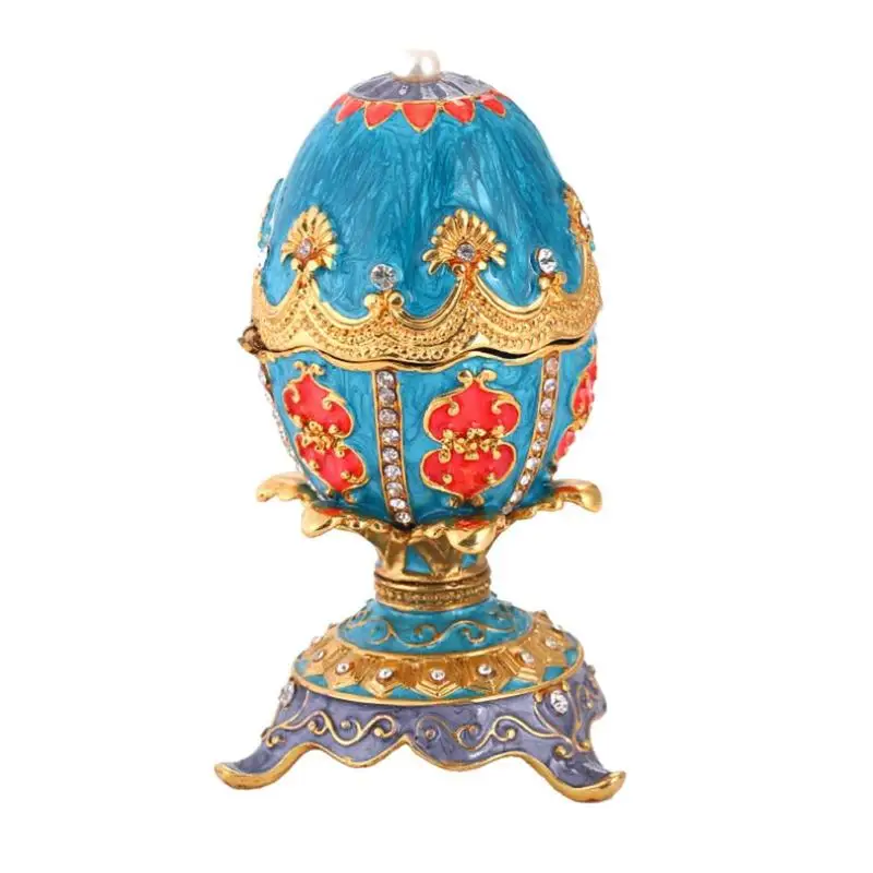 1 шт. этнические стразы пасхальные яйца шкатулка для безделушек Faberge держатель