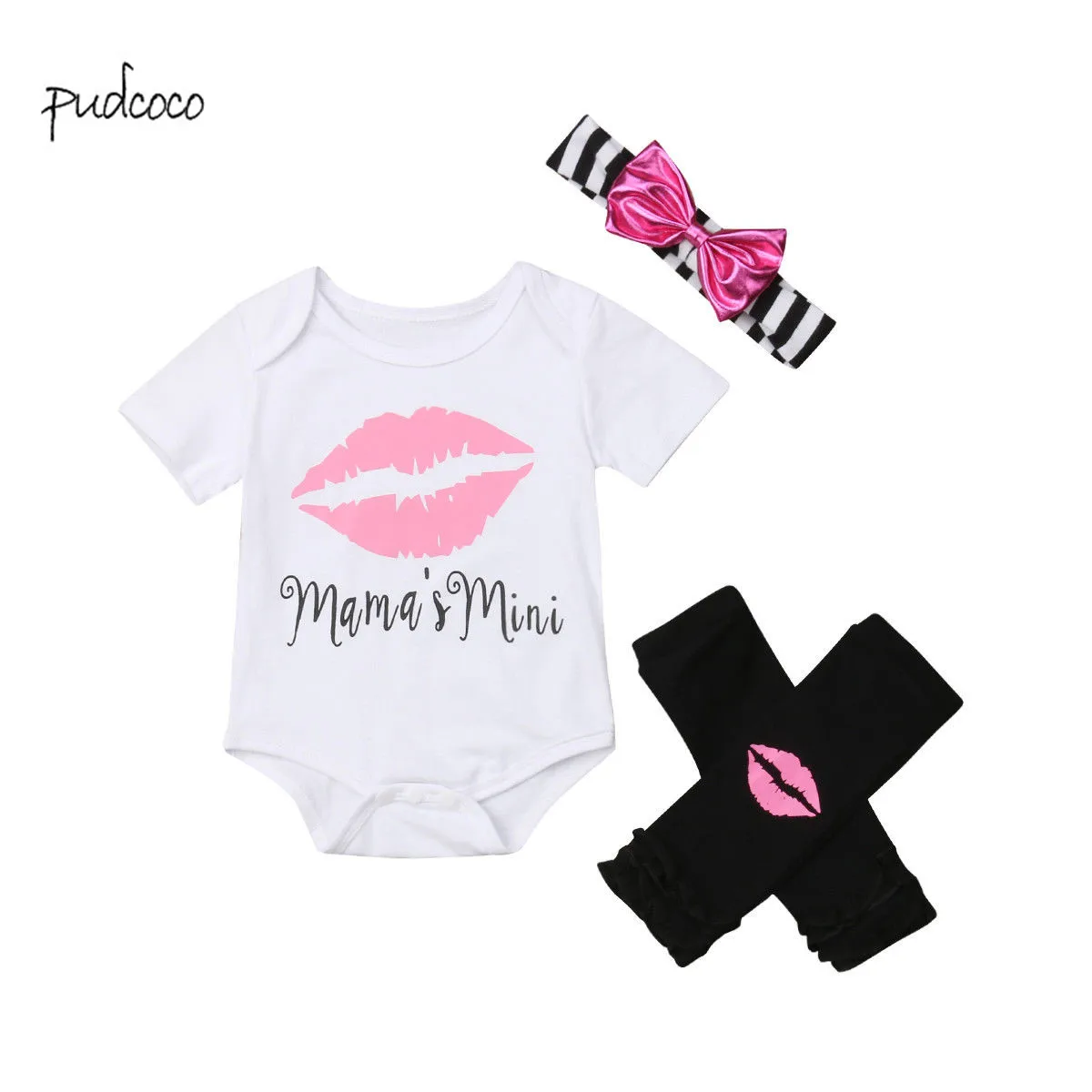 Pudcoco/Новый брендовый комбинезон для новорожденных девочек боди + леггинсы