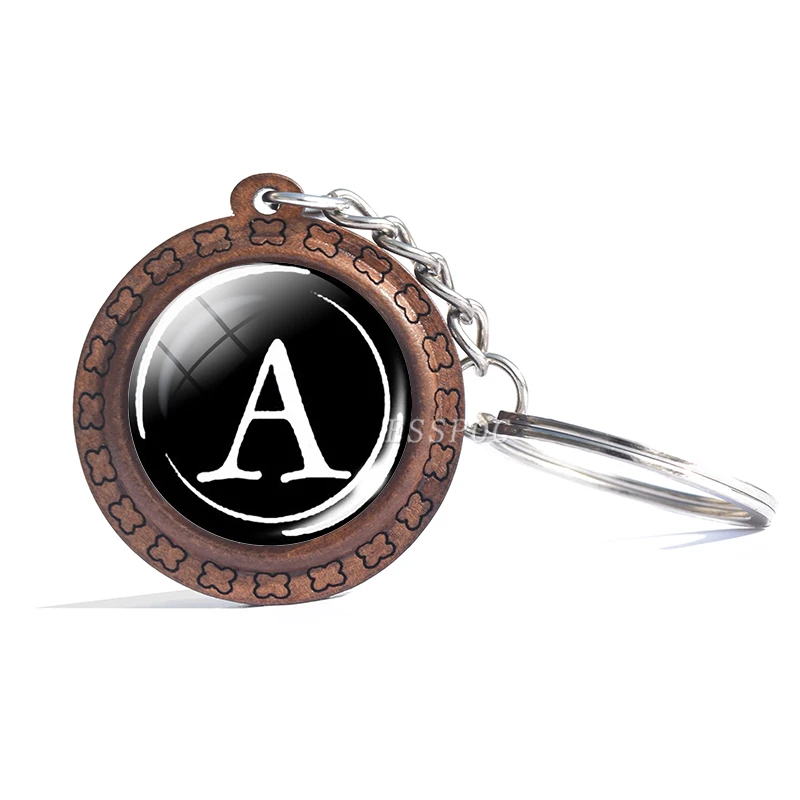 26 букв брелок для ключей буква алфавита деревянный с именем команды стекло