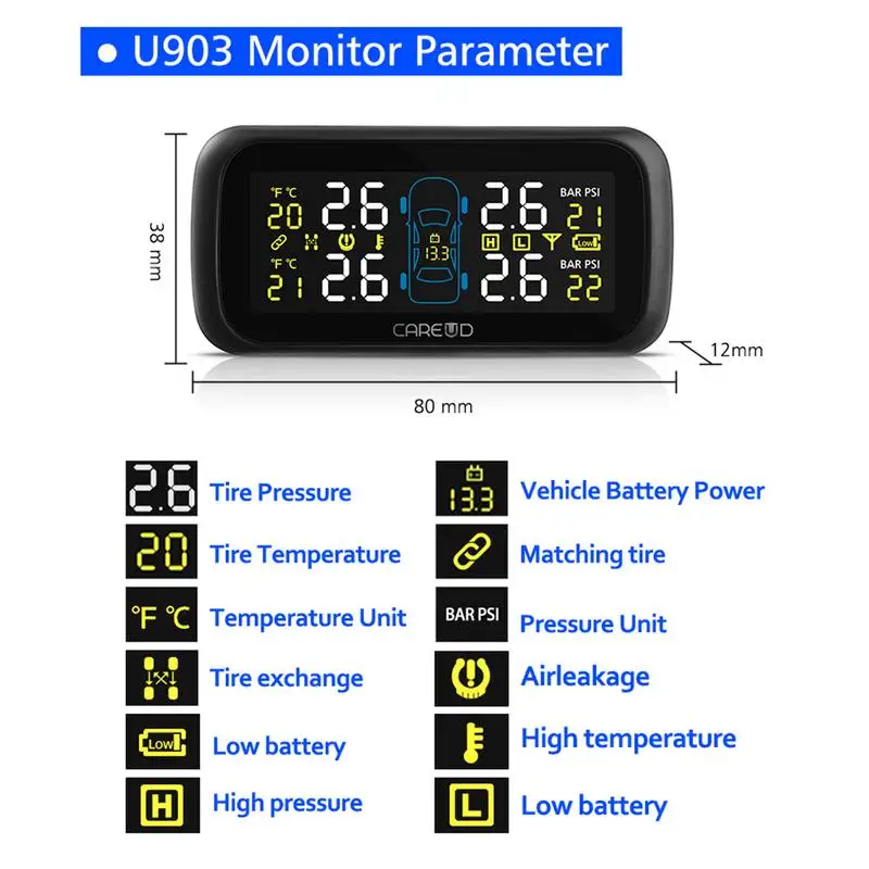 Универсальная автомобильная система контроля давления в шинах TPMS автомобильный