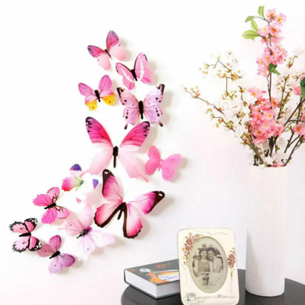 12PCS 3D Butterfly Fake Wall Sticker Art Design Home Bedroom Decals DIY Stickers | Дом и сад