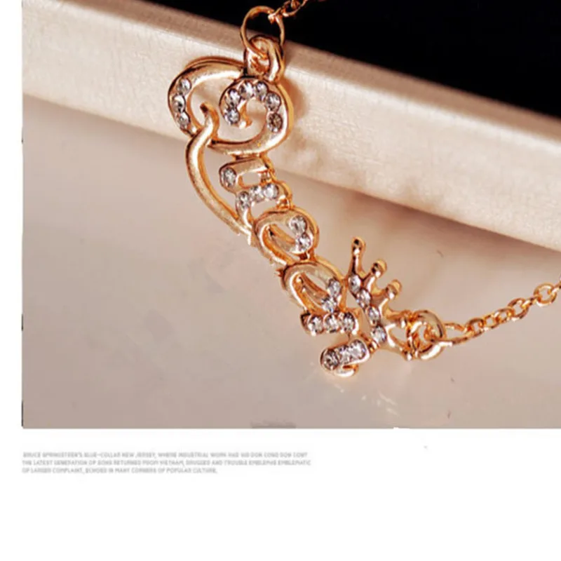 Luxury Gold Silver Color Queen Princess Crown Chain Necklace Zircon Crystal Women Fashion Jewelry Birthday Present M13 | Украшения и