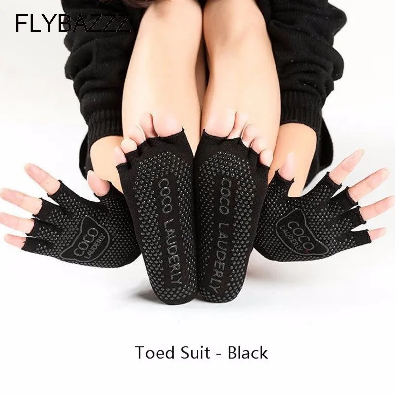Professional Yoga Socks Women Anti-slip Five Finger Toe Meia Pilates Massage Sokken Athletic Sport Woman With Gloves | Спорт и