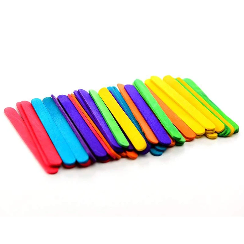 400PCS Rainbow color Wood Craft Popsicle Sticks for DIY Art Crafts 11.4cm |
