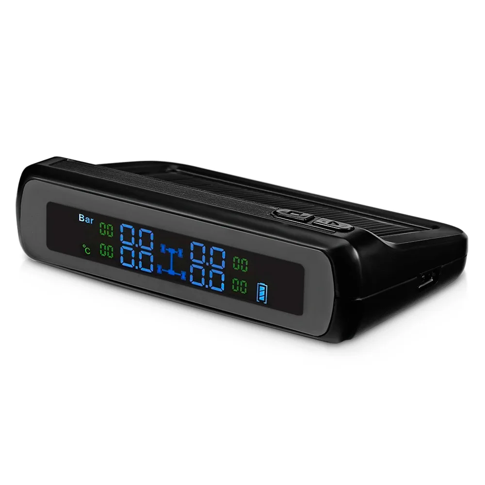 Clearance Solar USB Car TPMS Tire Pressure Monitoring System LCD Display with 4 Wireless Internal Sensor Real Time Monitor Alarm |