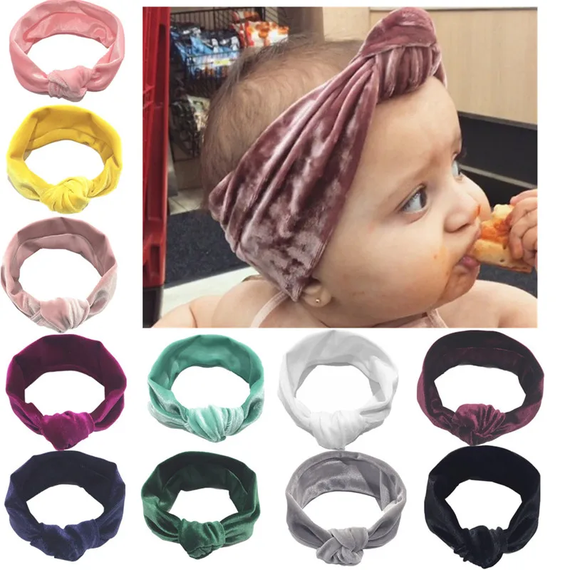 Newborn Baby Girls Solid Velvet bow Headband Headwear Toddler Soft Beanie Hat with Bow | Детская одежда и обувь