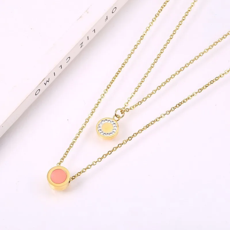 Delicate Gold Layered Multilayer Necklace Pink Bijoux Double Stacked Necklaces Minimalist Women Silver Choke Neck Lace Binary | Украшения и