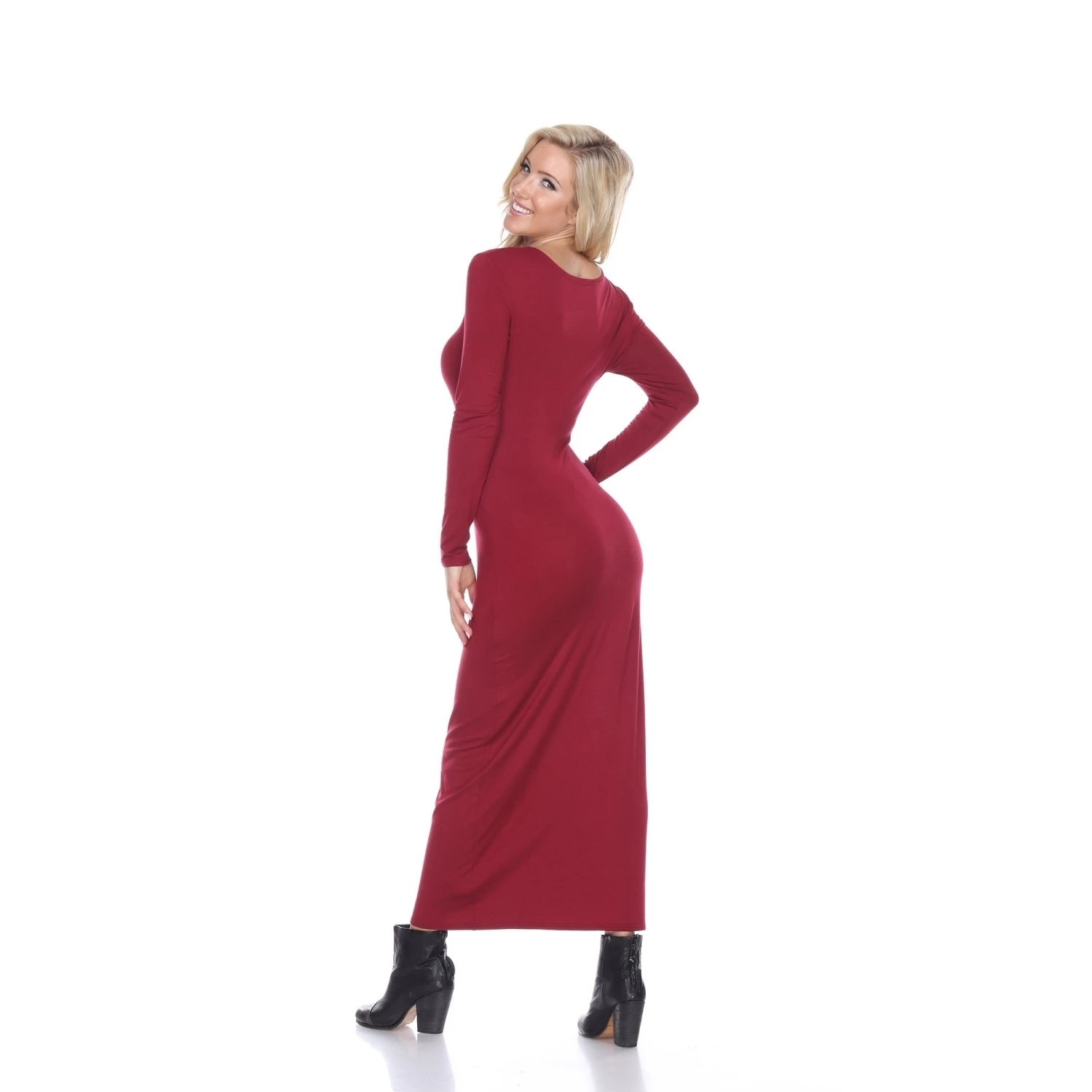 Ria Платье макси с длинным рукавом бордовый|Женские платья| |