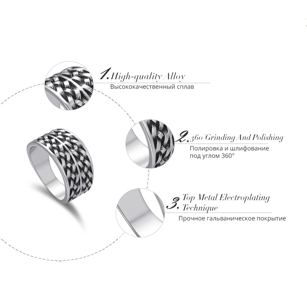 

Viennois Twisted Pattern Rings for Women Silver Color Vintage Retro Female Wide Ring Fashion Jewelry Party Gifts Accessories