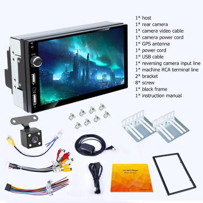 VODOOL 7 дюймовый автомобильный MP5 GPS плеер 1G + 16G четырехъядерный Android 8 1 Bluetooth WiFi FM