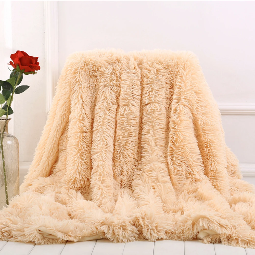 

DIMI Fur Faux Bed Sofa Blankets Warm Cozy With Fluffy Sherpa Soft Fur Throw Blanket on the Couch Long Shaggy Fuzzy