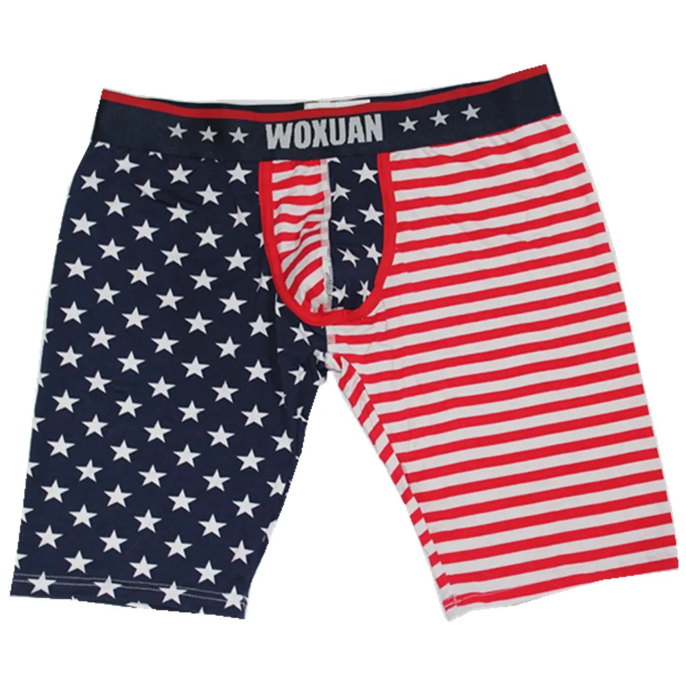 Мужские хлопковые трусы-боксеры с принтом американского флага дышащие новинка