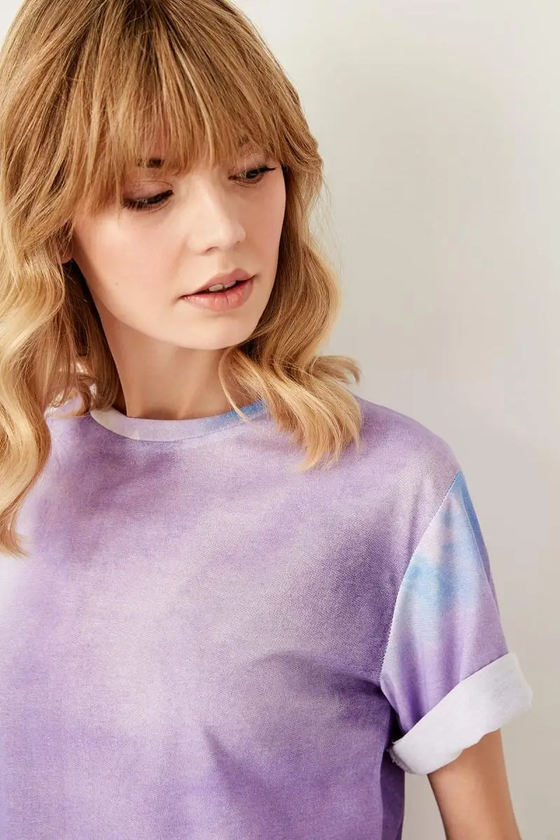 Trendyol фиолетовые Базовые Трикотажные футболки TWOSS19WP0013|Футболки| |