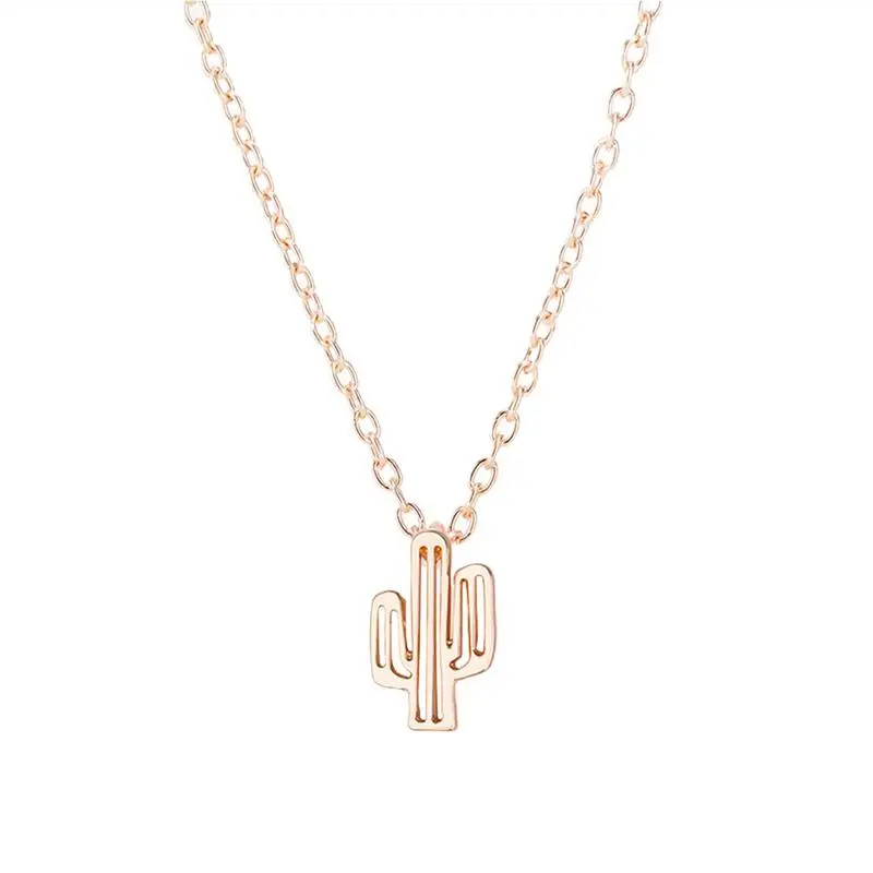 Женское Ожерелье из нержавеющей стали кактус простой темперамент милый мини
