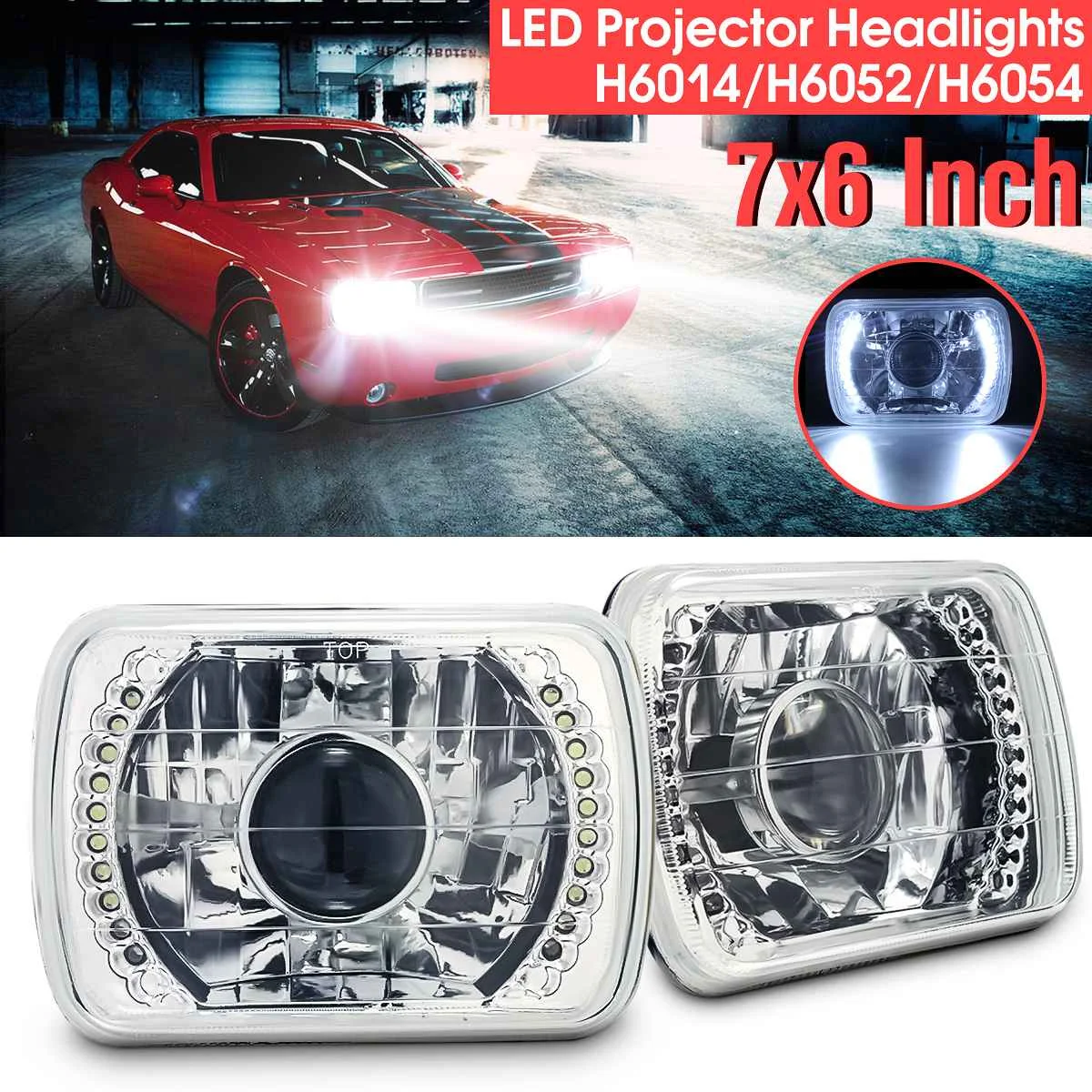 H6014/H6052/H6054 хром 7x6 светодиодный кольцевой проектор фары конверсионный корпус