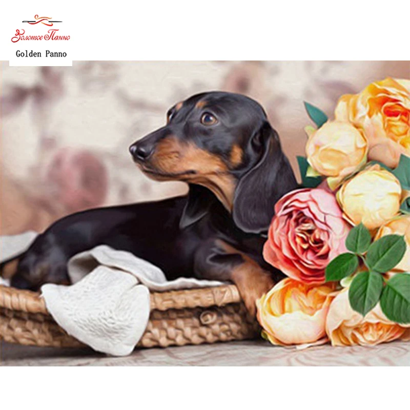 GOLDEN PANNO Diamond Painting Full Square 5D Diy Daimond Embroidery Diamant Mosaic Sale Displasy Broderie Dog | Дом и сад