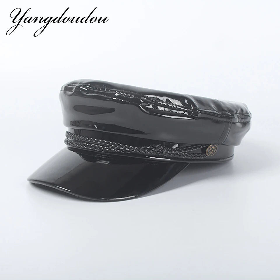 Унисекс Женская Кепка из искусственной кожи темно синяя кепка Snapback уличная