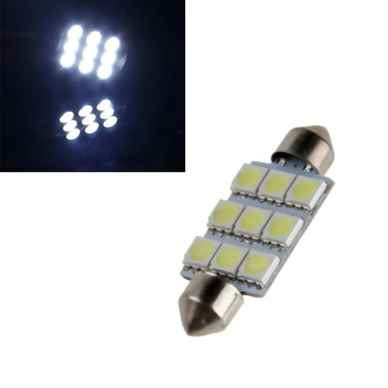 10 шт. 12 В постоянного тока белый 41 мм 5050 9SMD светодиодный Автомобильный интерьер