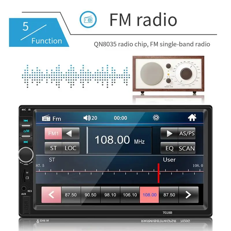 Автомобильная стереосистема с Bluetooth 7 дюймовым дисплеем двумя слитками MP5 mp3