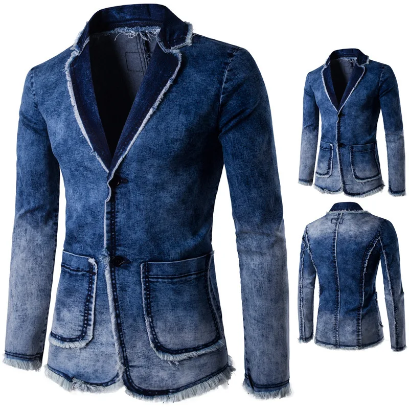 Jackets for Men Jeans Blazer 80% Cotton Cowboy Denim Jacket Suits Jaqueta Brand-clothing Casual G2O3 | Мужская одежда