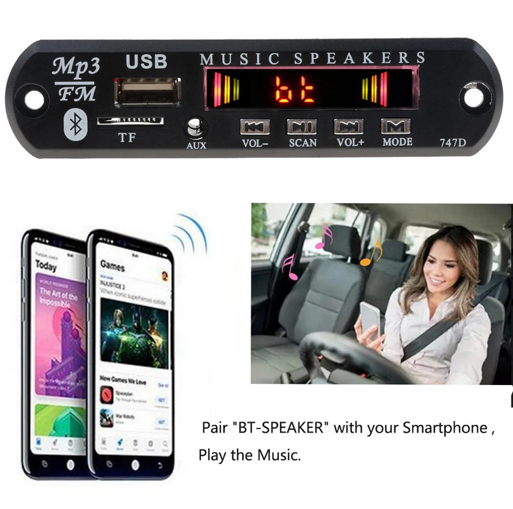 Kebidu 12V Wireless Bluetooth MP3 WMA Decoder Board USB TF FM Radio Player Audio Module For Car Accessories With Remote | Электроника