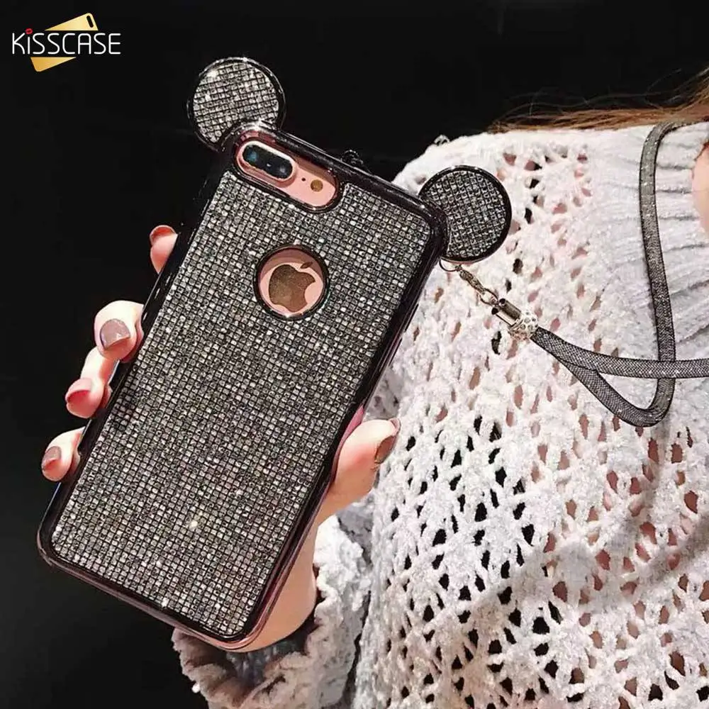 Мягкий силиконовый чехол KISSCASE с милым покрытием для IPhone X XS MAX XR 8 7 6 S Plus 5 5S 3d-ушками