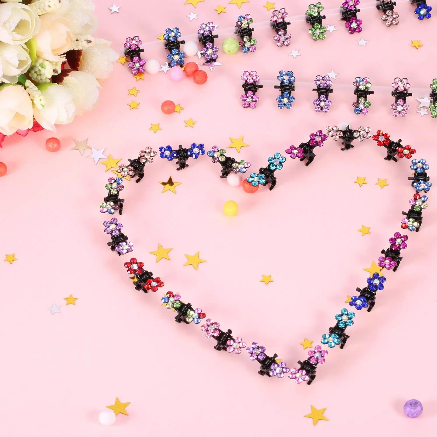 60 шт. заколки для волос маленьких девочек мини с кристаллами и стразами
