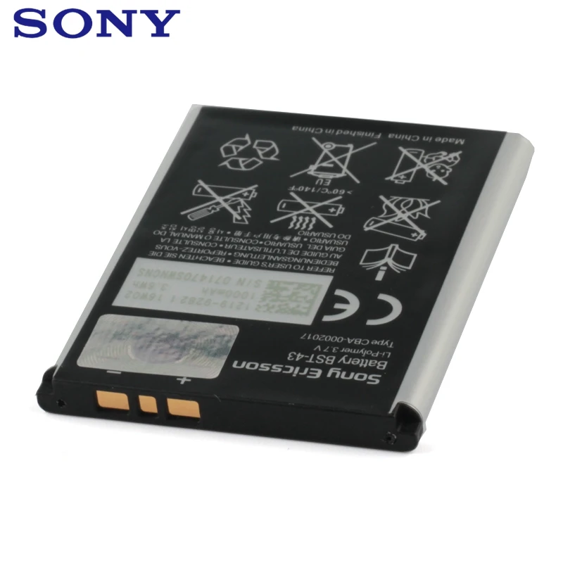 Sony оригинальная замена телефон Батарея BST-43 для sony U100i J10 J20 WT13 BST43 Authenic