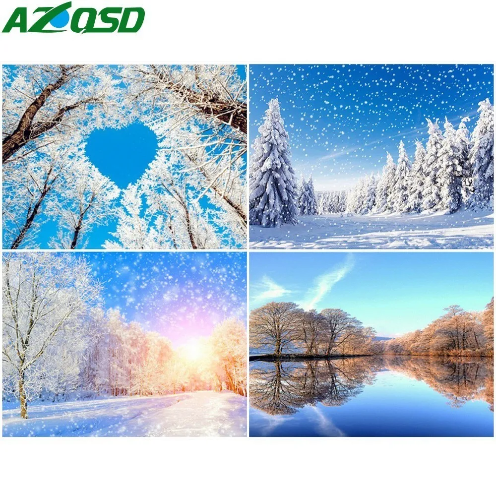 Алмазная мозаика AZQSD для снежной елки зимние Стразы алмазная вышивка сделай сам