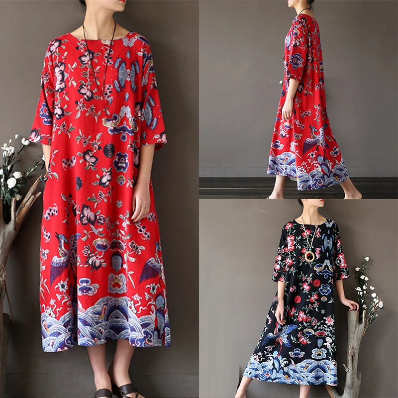 2019 повседневные женские Ретро свободные в цветах с коротким рукавом хлопковые