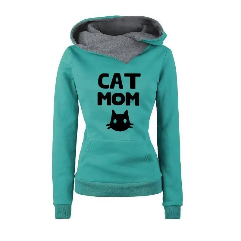 

2018 New Fashion Cat Mom Print Sweatshirt Femmes Kawaii Tops Hoodies Women Female Clothings Corduroy Youth Comfortable Street