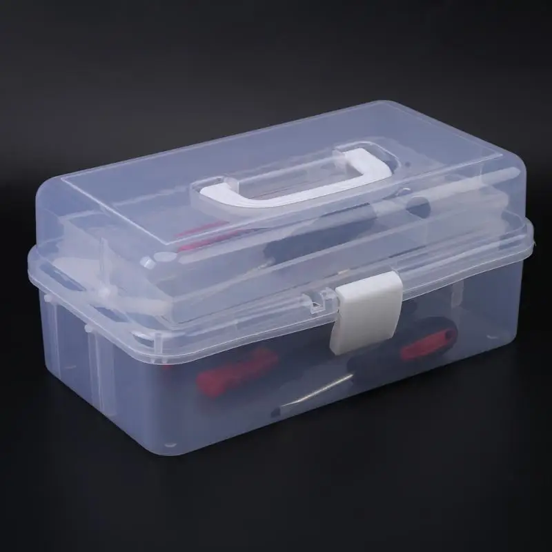 Прозрачный пластиковый складной трехслойный ящик для хранения органайзер