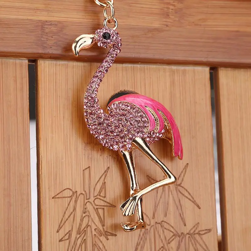 Popular Diamond Flamingo Key Ring Pendant Europe And The United States Keychain Bag Hanging Ornament Holiday Gift 1PC | Дом и сад
