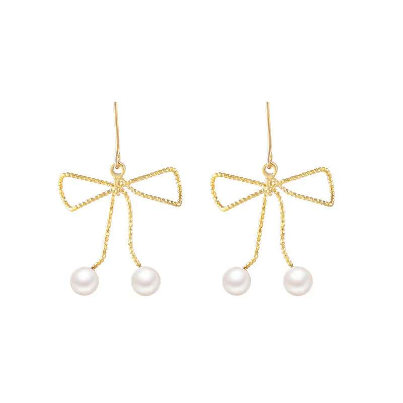 2019 новые модные темпераментные Изысканные милые висячие серьги с бантом и