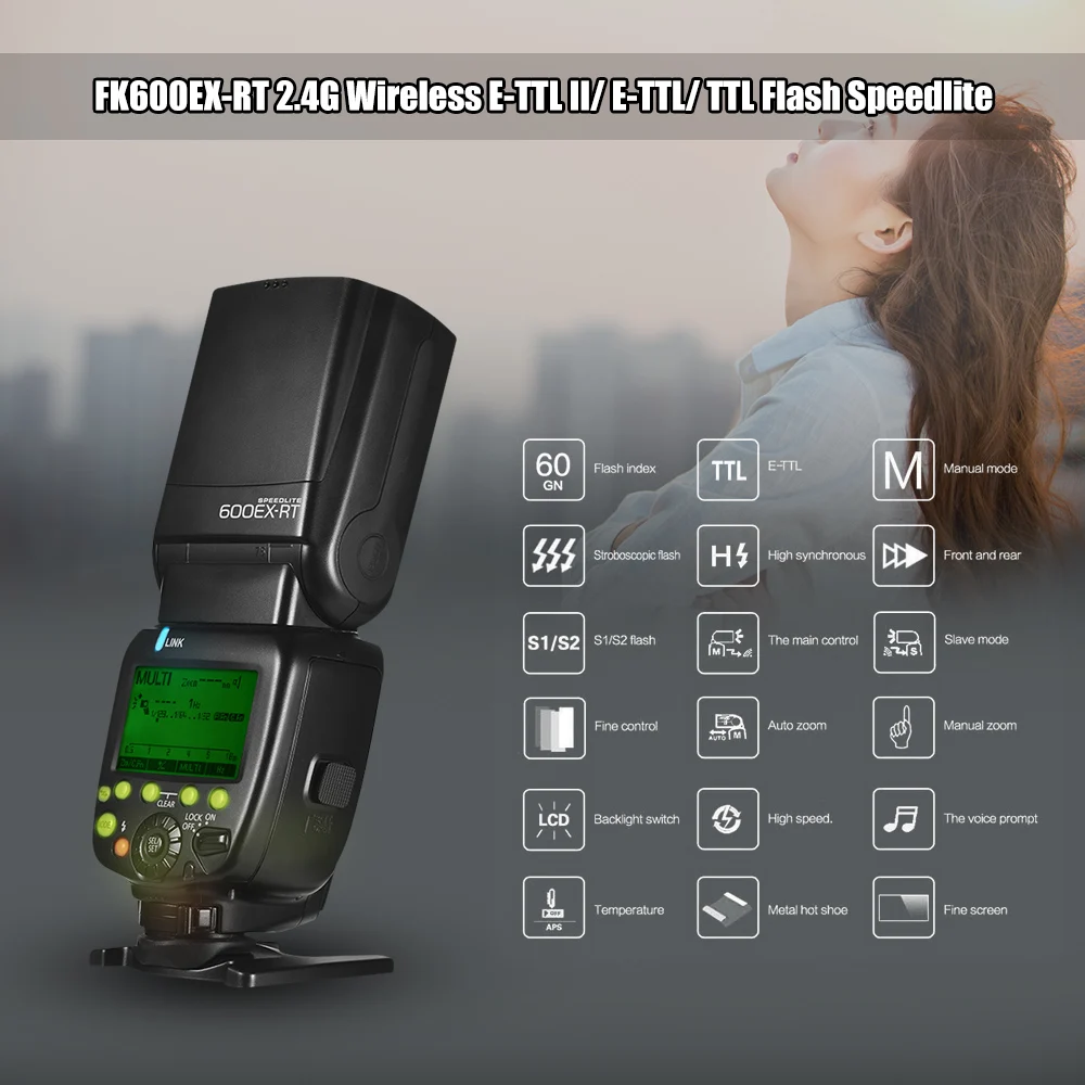 FK600EX RT GN60 E TTL для камер Canon EOS Вспышка Speedlite 2 4G Беспроводная радиоуправляемая